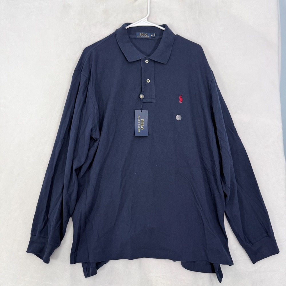Polo Ralph Lauren Polo Shirt Mens XL Blue Long Sleeve Knit Pony Preppy Casual
